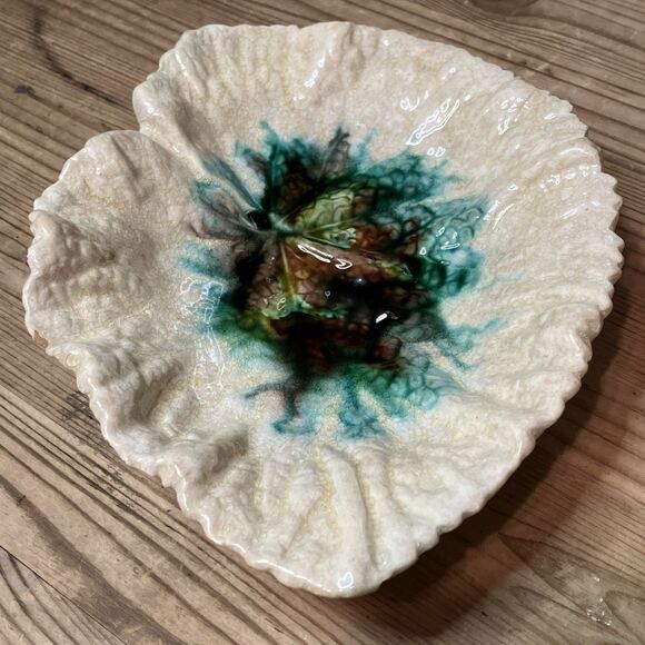 Rare Antique 1770-1820 English Whieldon Creamware Begonia Leaf Bowl Dish